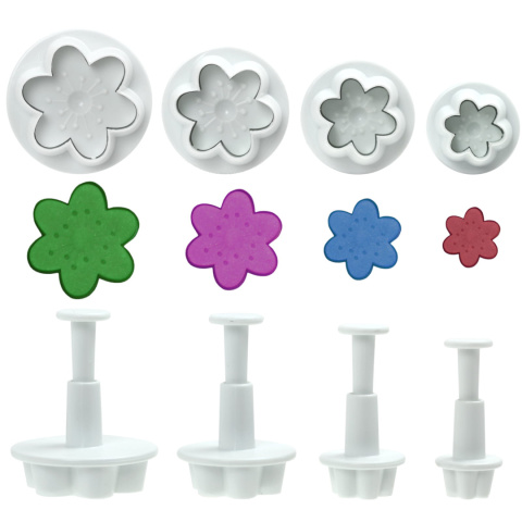 Wykrawaczki z tłoczkiem kwiatki 4 szt.