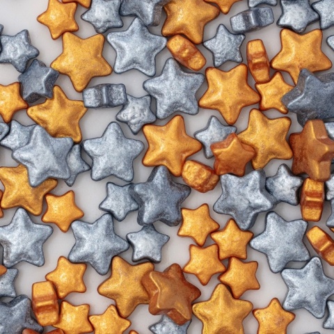 Posypka cukrowa ZŁOTE I SREBRNE GWIAZDKI - PME