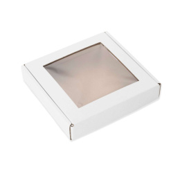 Pudełko z okienkiem białe 11x11x2 cm