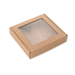 Pudełko z okienkiem brązowe 11x11x2 cm