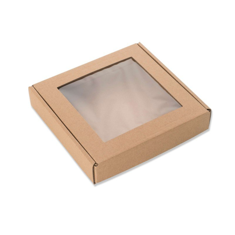 Pudełko z okienkiem brązowe 15,5x15,5x2 cm