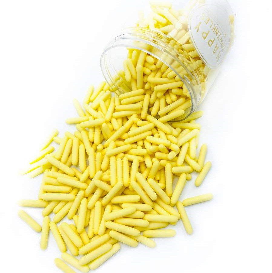 Pałeczki cukrowe - żółte matowe 90g - Happy Sprinkles