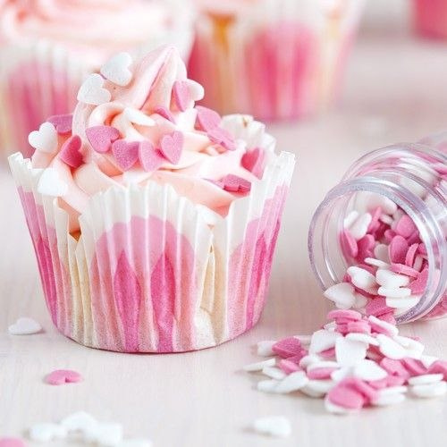 Posypka różowe i białe serca (60g) - Fun Cakes